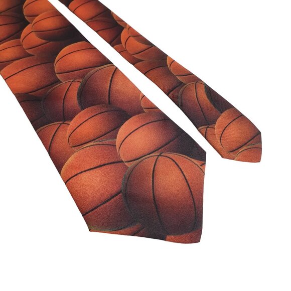 Ralph Marlin Basketball Print Silk Tie Sport Coach Collectable 1995 Just Balls - Picture 2 of 5